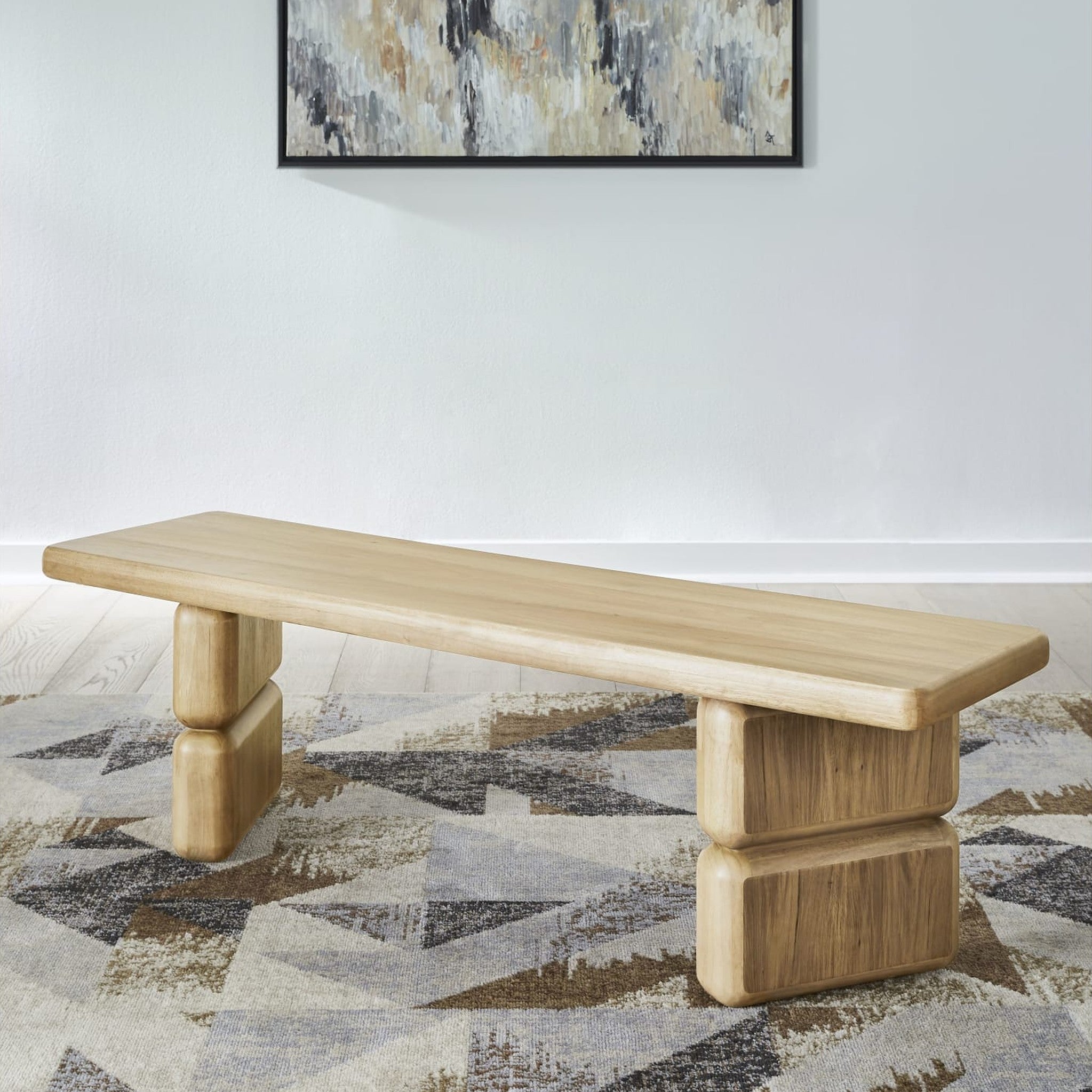 Nia Acacia Wood Dining Bench in Lioness Finish