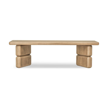 Nia Acacia Wood Dining Bench in Lioness Finish