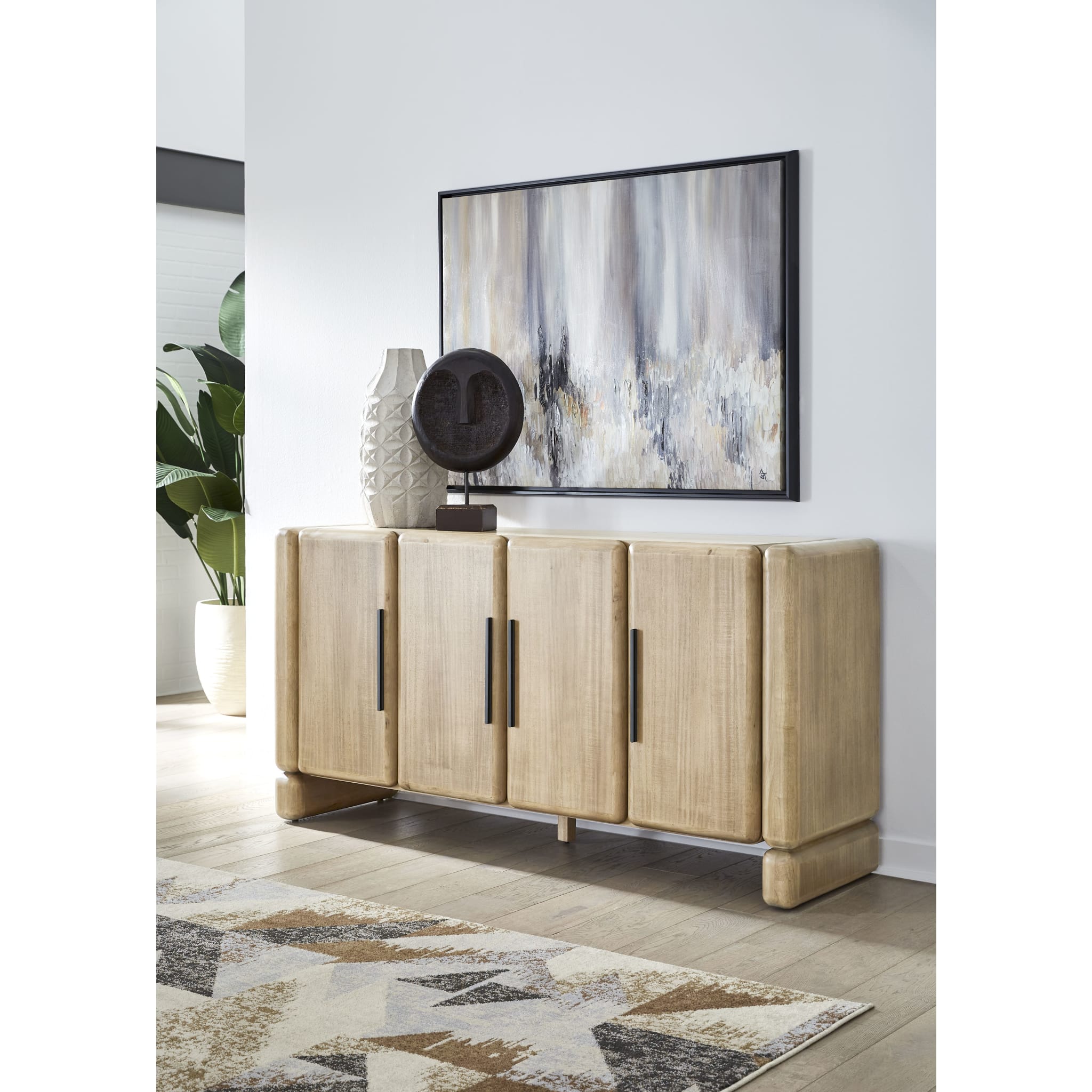 Nia 4-Door Acacia Wood Sideboard- Lioness Finish