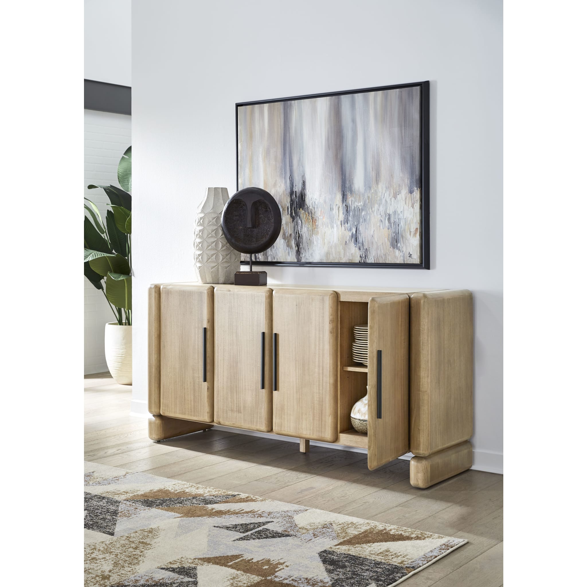 Nia 4-Door Acacia Wood Sideboard- Lioness Finish
