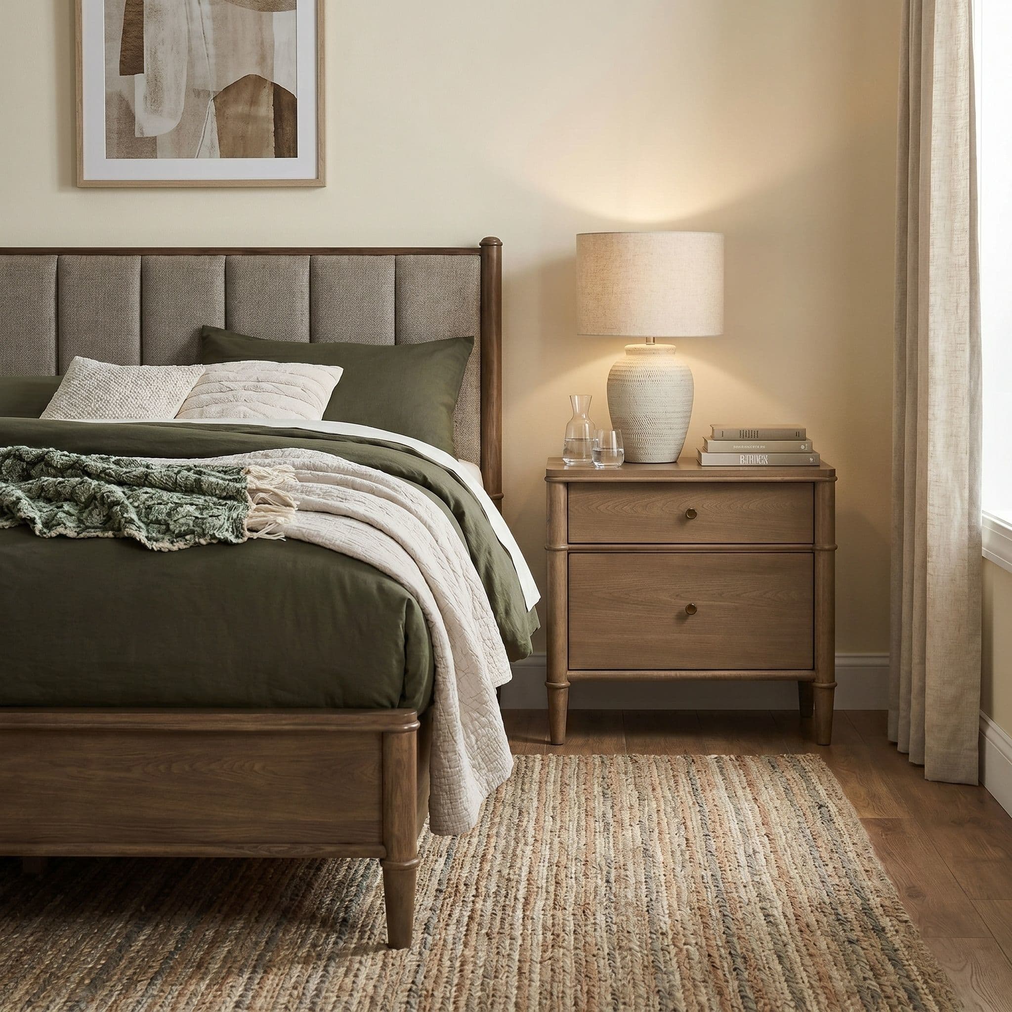 Whitmore 2-Drawer Nightstand with Charging Station – Claystone