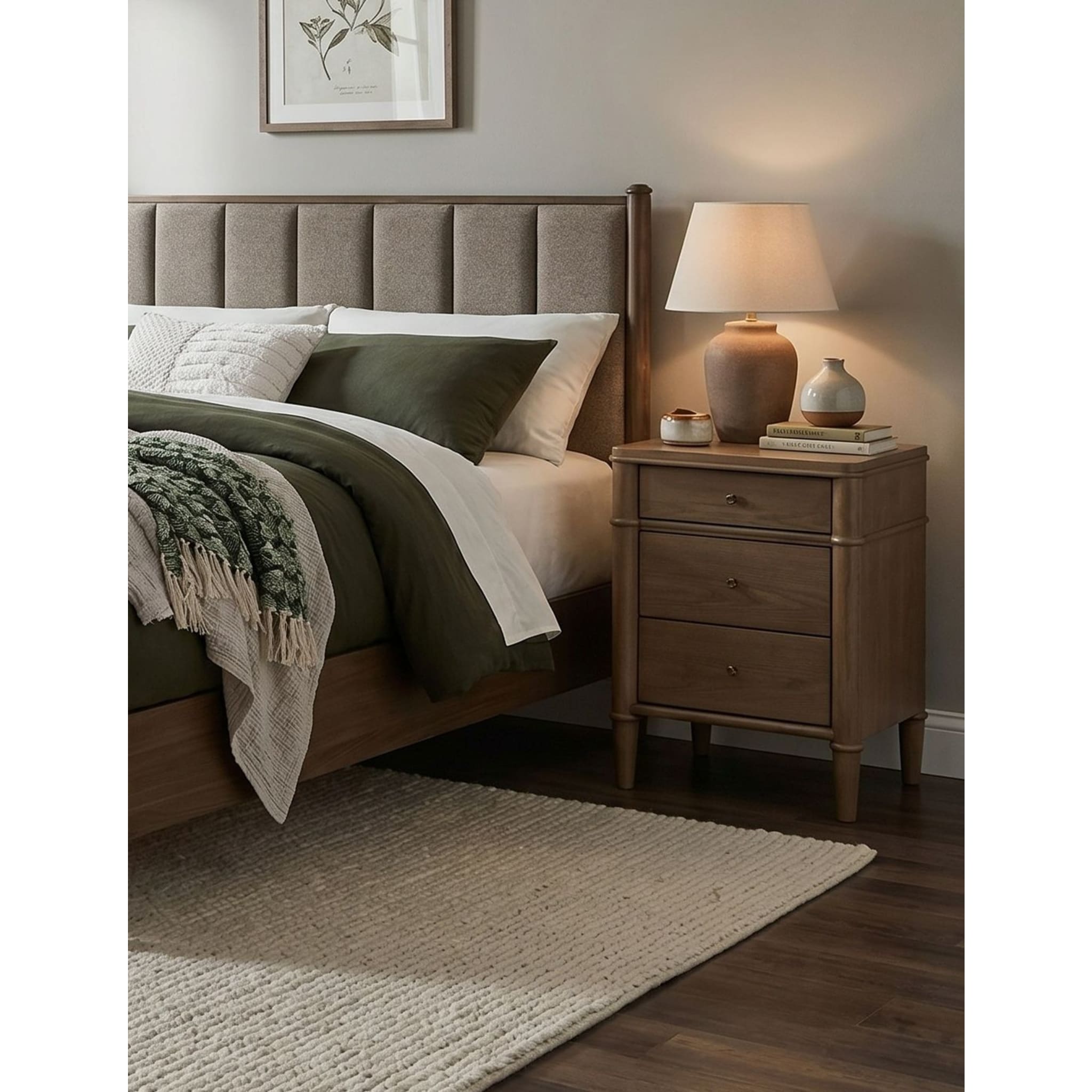 Whitmore 3-Drawer Nightstand with Charging Station – Claystone