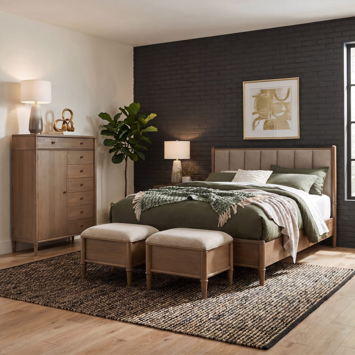 Whitmore Upholstered Storage Ottoman in Claystone