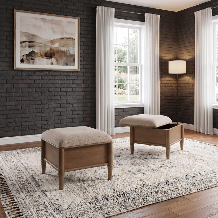 Whitmore Upholstered Storage Ottoman in Claystone