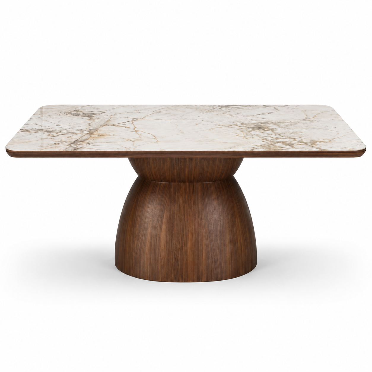 Montavo Modern Dining Table with Natural Walnut Veneer & Ceramic Top