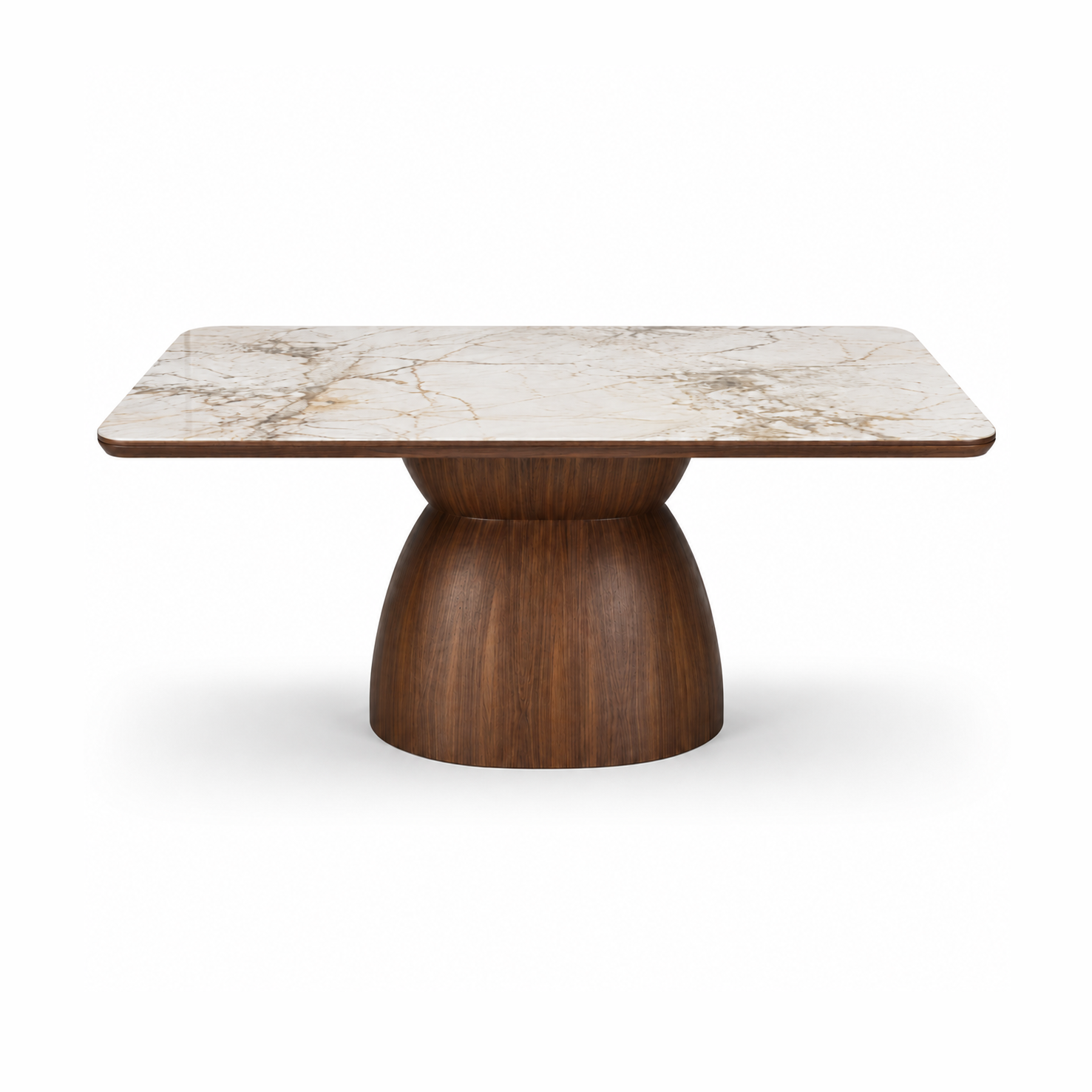 Montavo Modern Dining Table with Natural Walnut Veneer & Ceramic Top