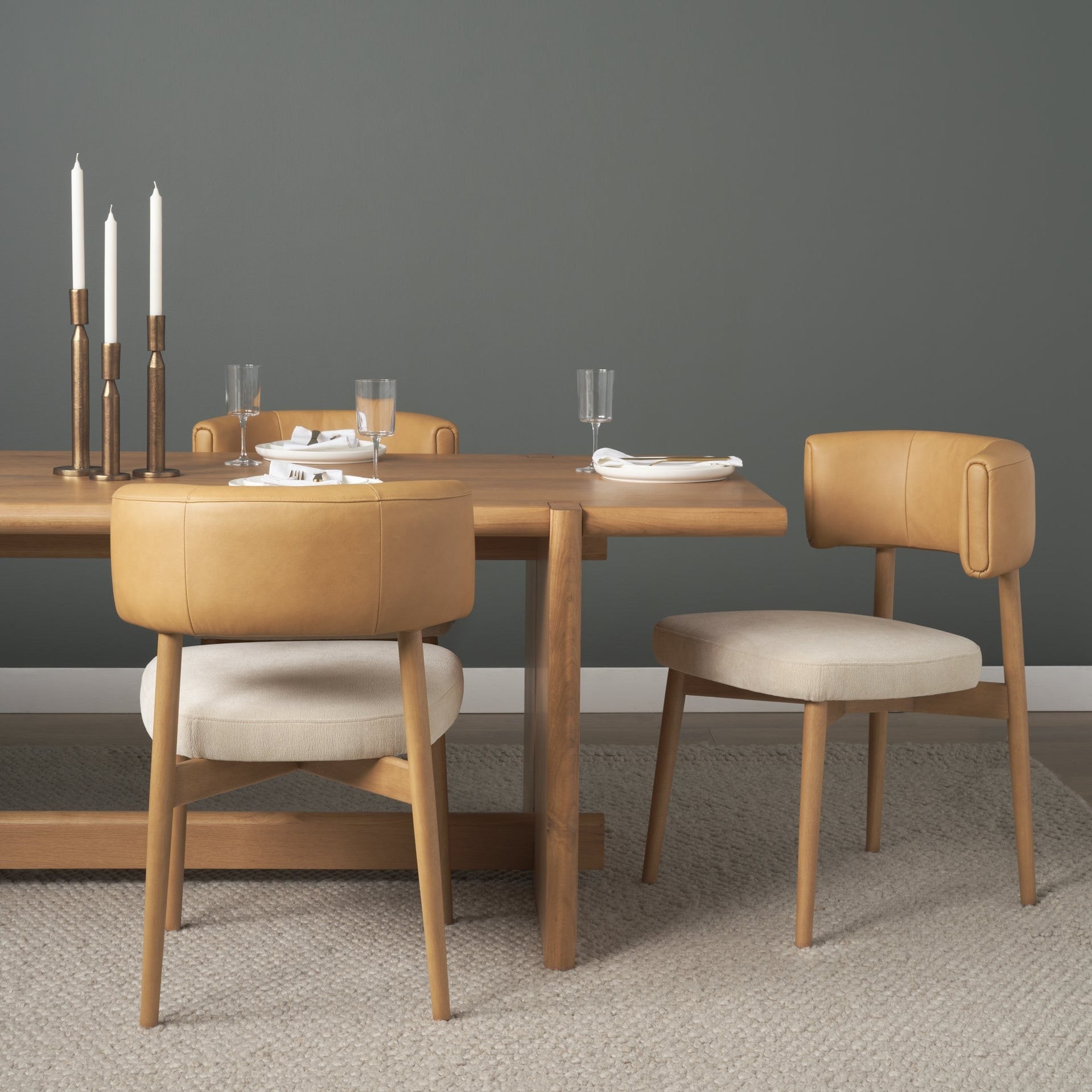 Motley Curved Leather Dining Chair