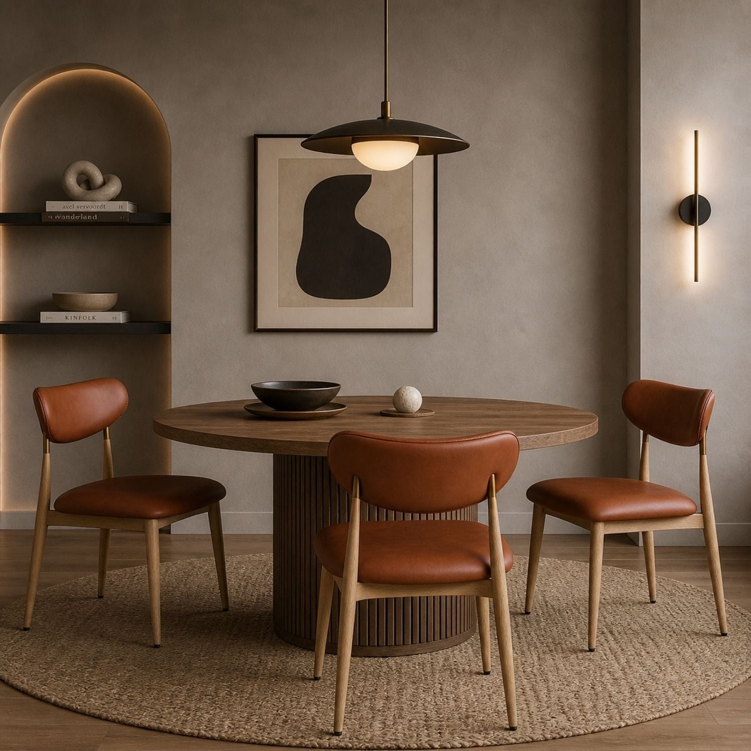 Nelia Upholstered Dining Chair in Cognac Fabric
