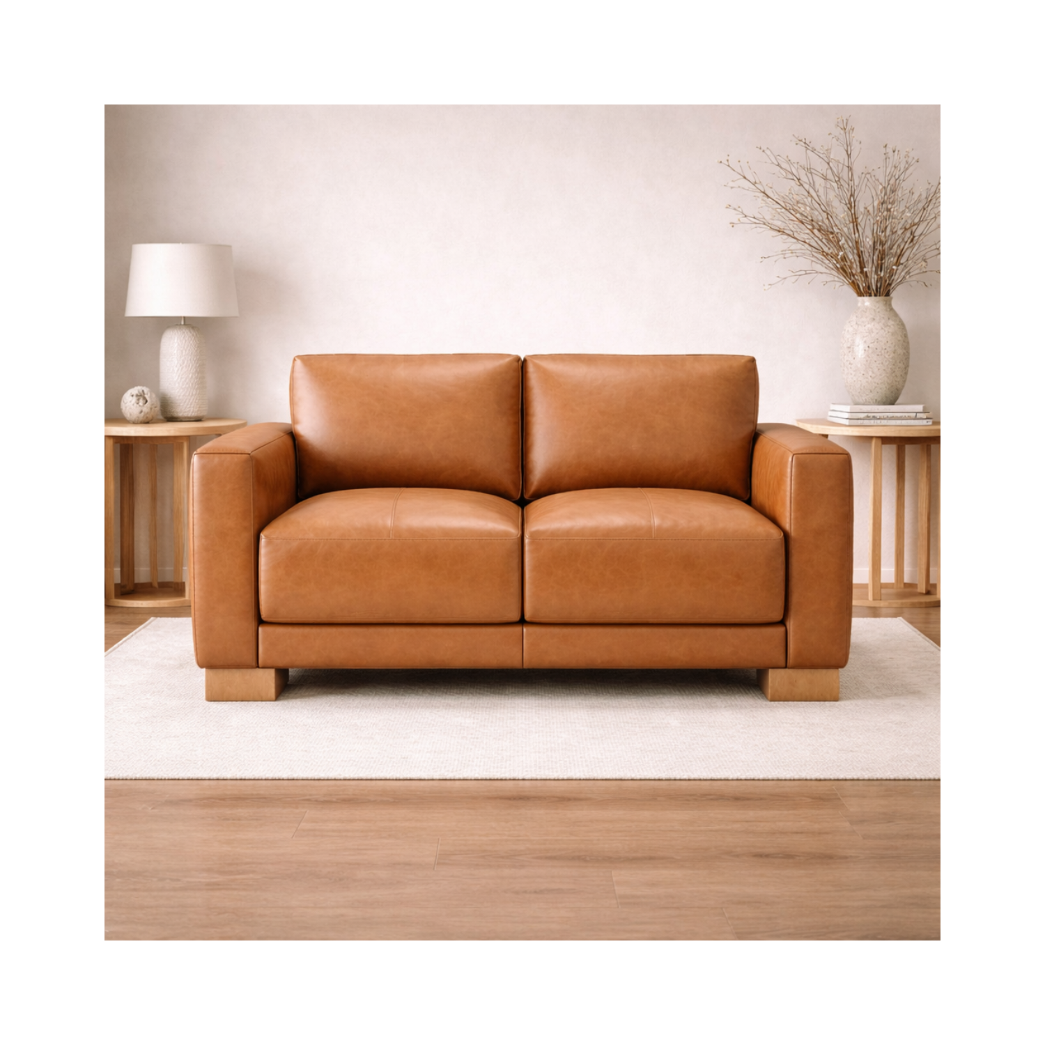 Nerio Top-Grain Leather Loveseat