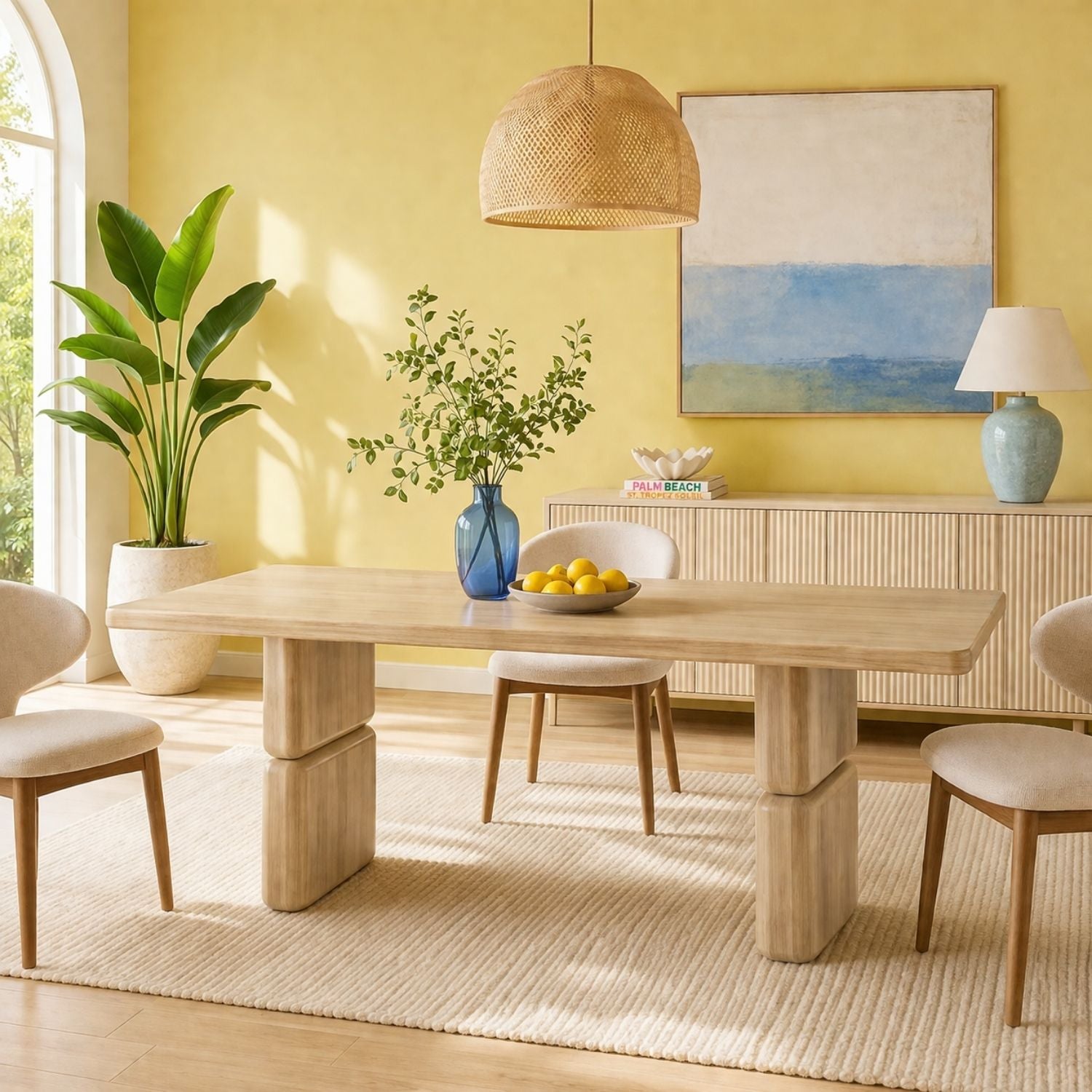 Nia Rectangular Acacia Wood Dining Table – Lioness Finish
