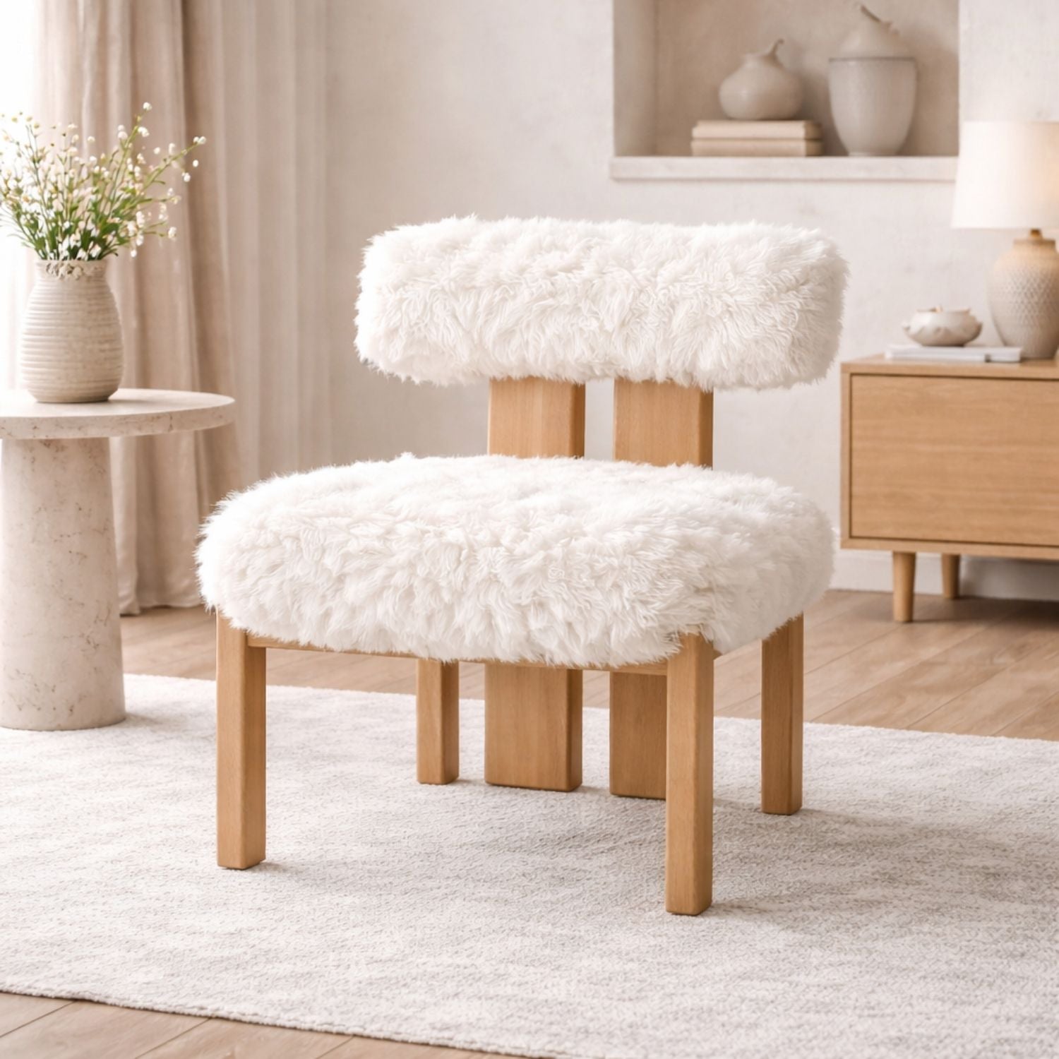 Nia Sheepskin/Lioness Dining Accent Chair