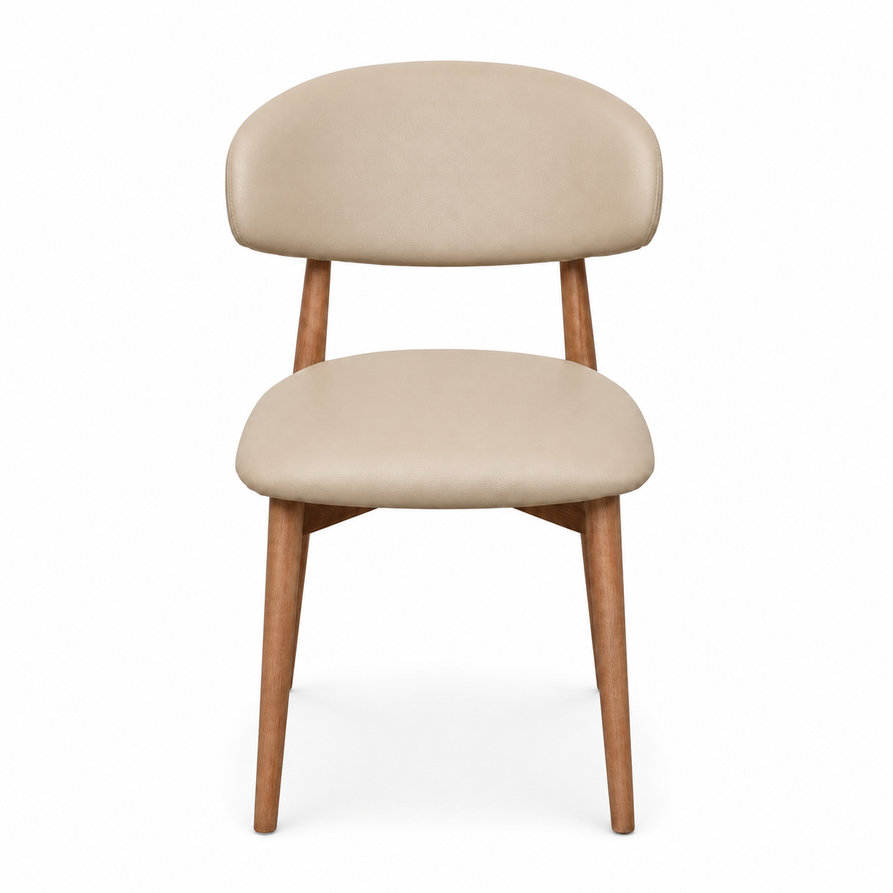 Nikari Faux Leather Dining Chair with Walnut Wood Legs – Warm Taupe