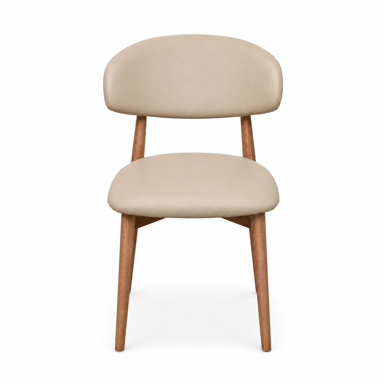 Nikari Faux Leather Dining Chair with Walnut Wood Legs – Warm Taupe