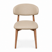 Nikari Faux Leather Dining Chair with Walnut Wood Legs – Warm Taupe