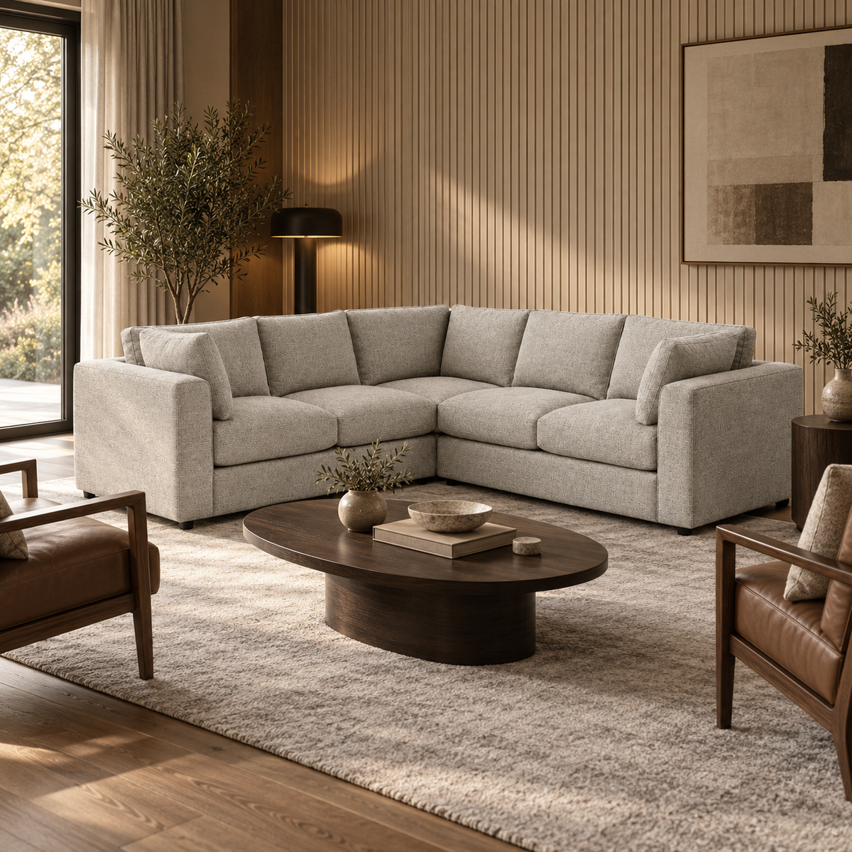 Numa 3-Piece Modular Upholstered Sectional Sofa – Greige