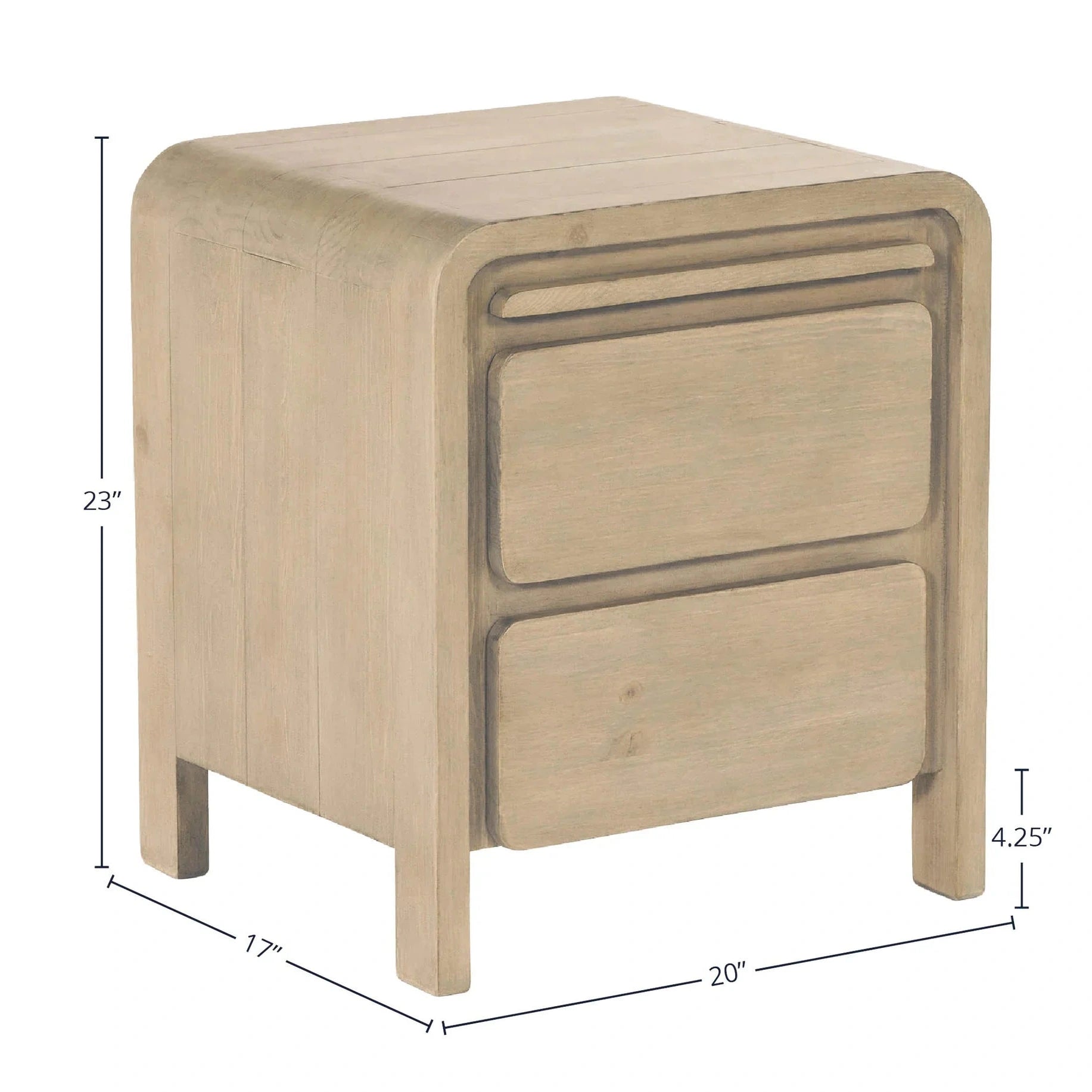 Fremont 2 Drawer Nightstand - Scrubbed Teak
