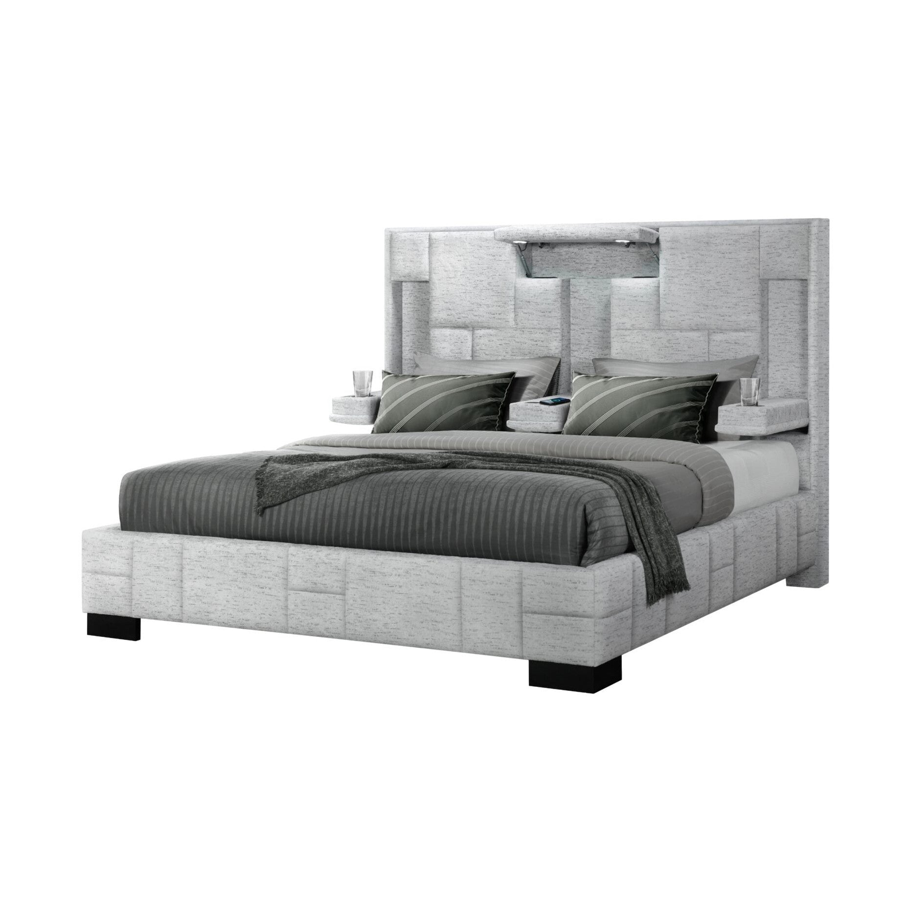 Ozzy Upholstered Grey Bed