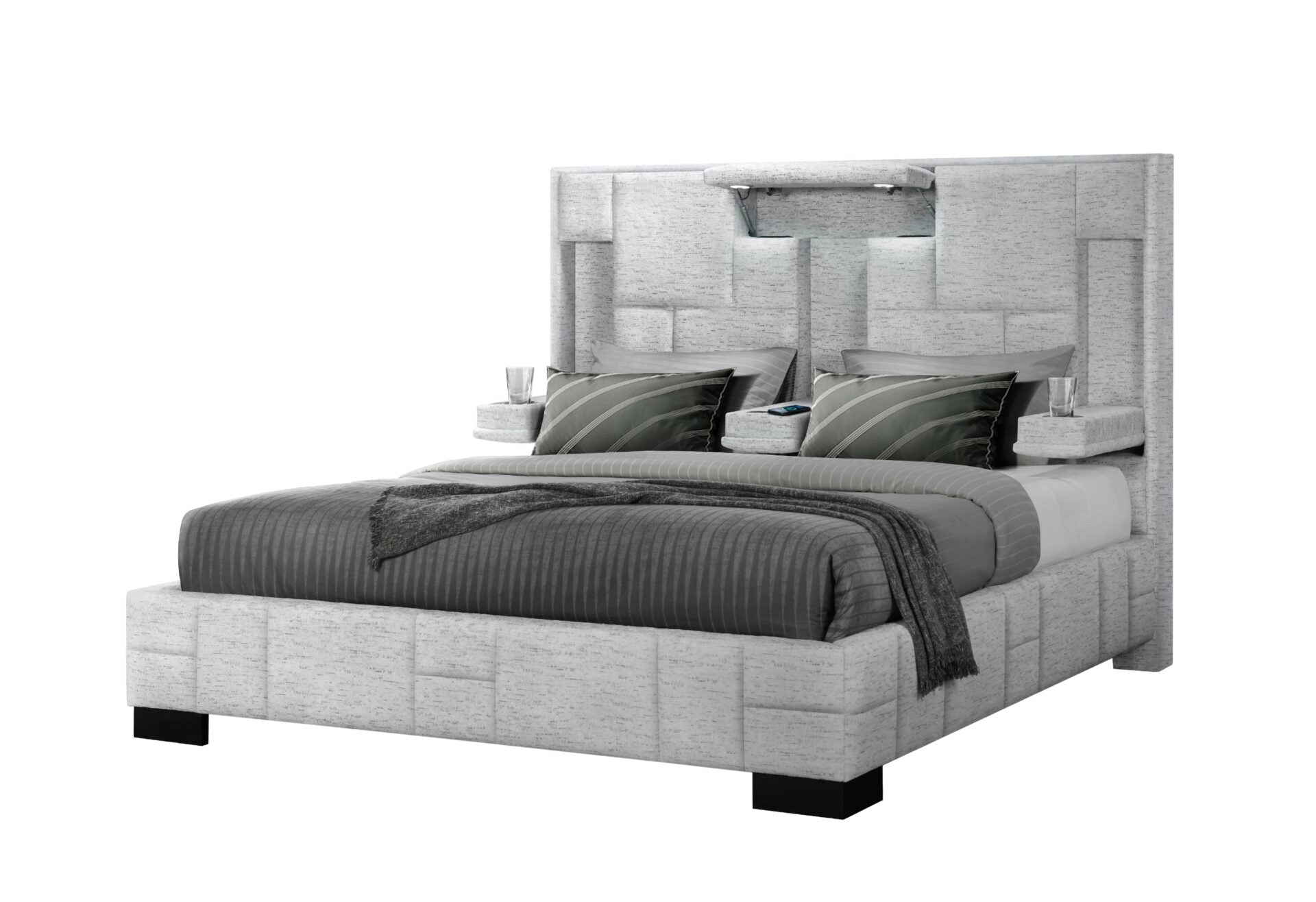 Ozzy Upholstered Grey Bed