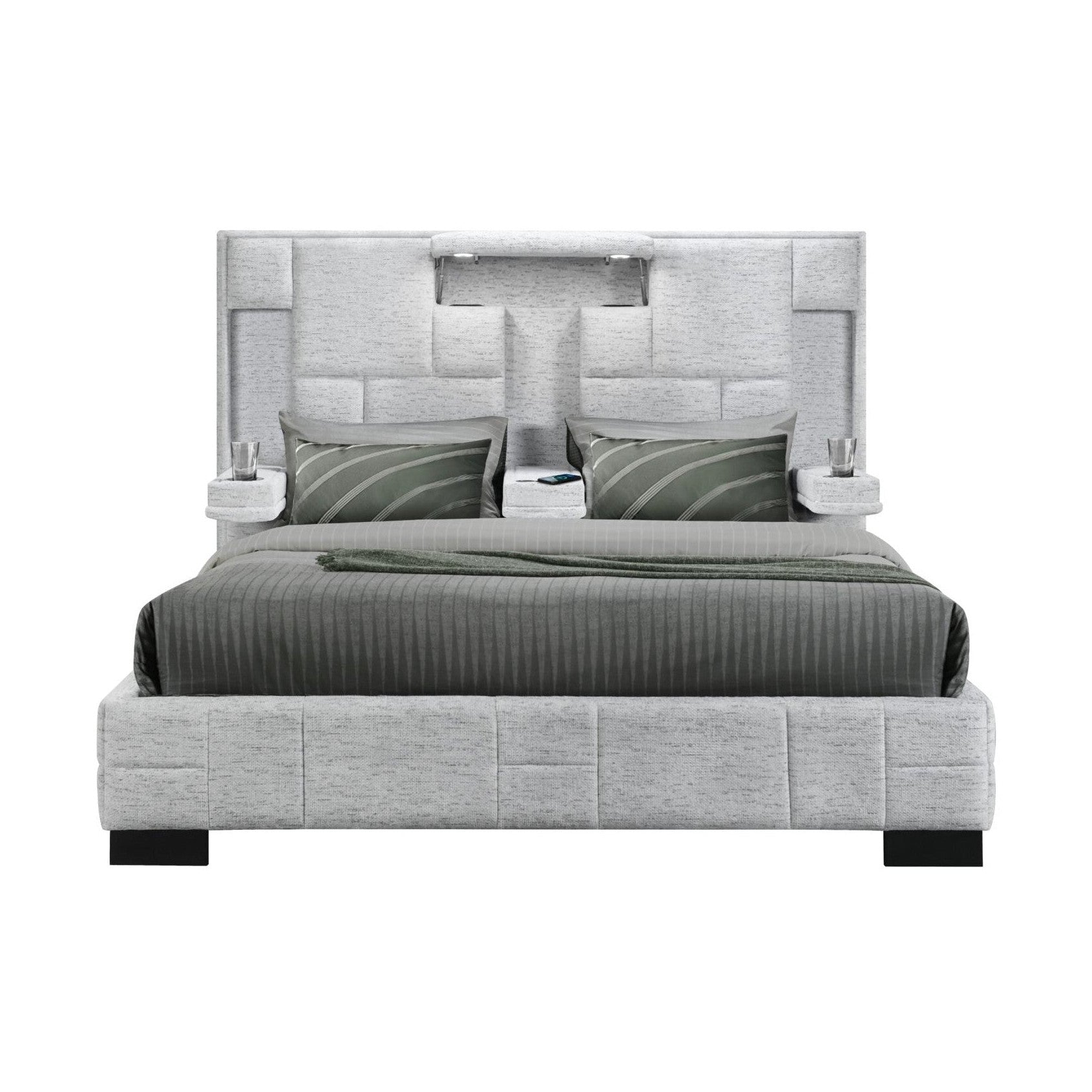 Ozzy Upholstered Grey Bed