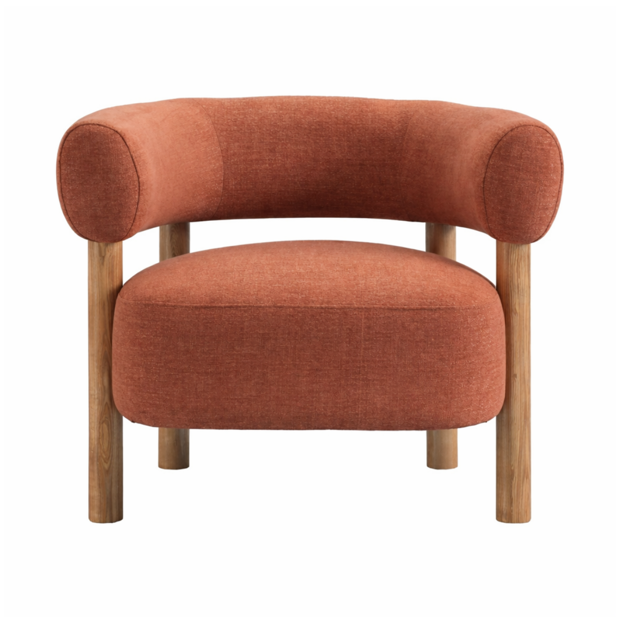 Odette Accent Chair – Warm Textured Fabric & Natural Wood Frame