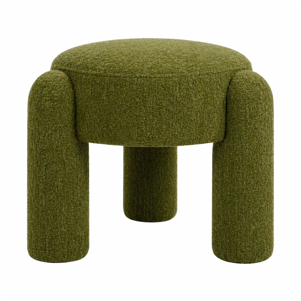 Olea Boucle Ottoman - Moss Green