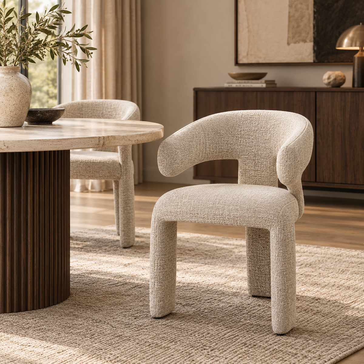Oriana Modern Upholstered Dining Chair – Linen Oat
