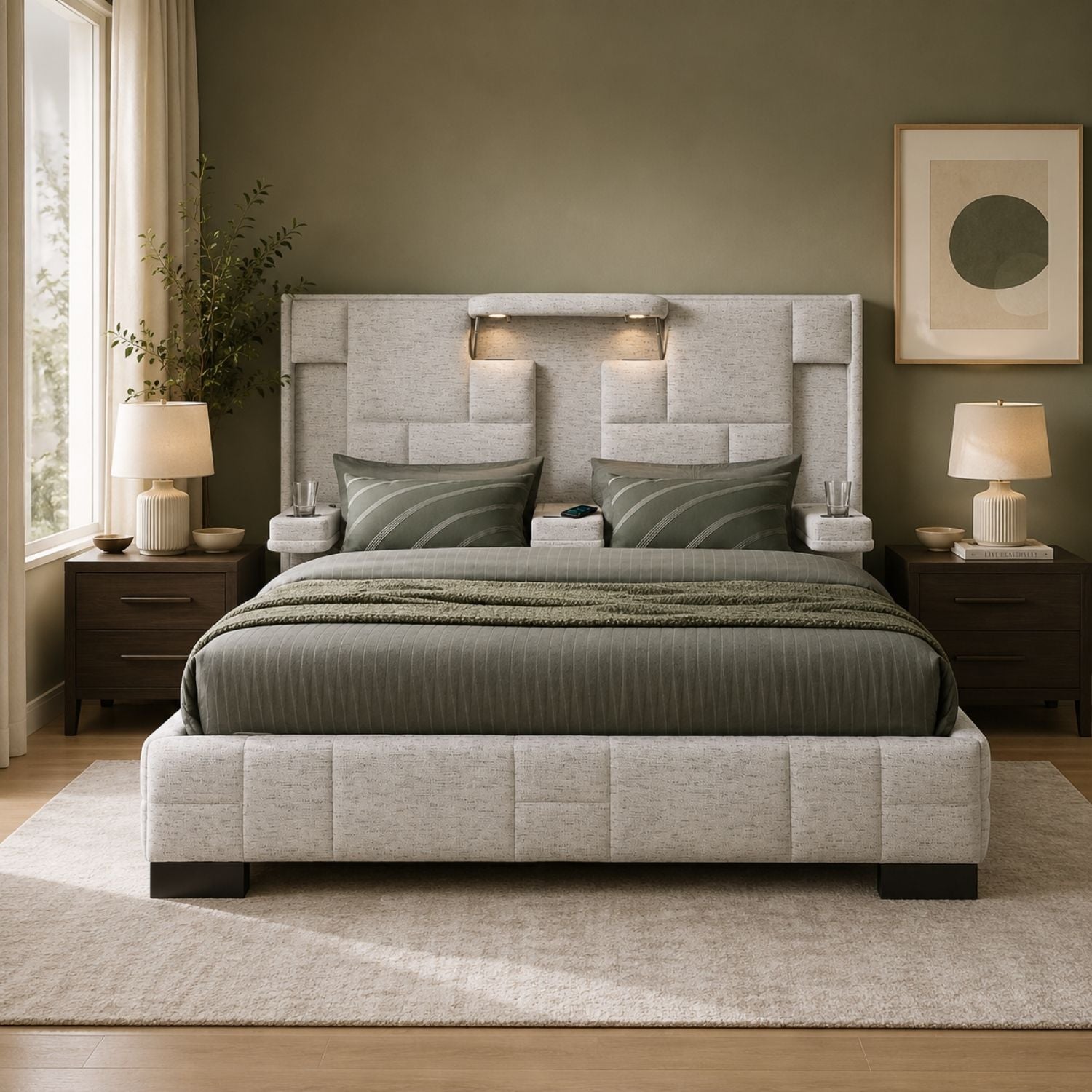 Ozzy Upholstered Grey Bed