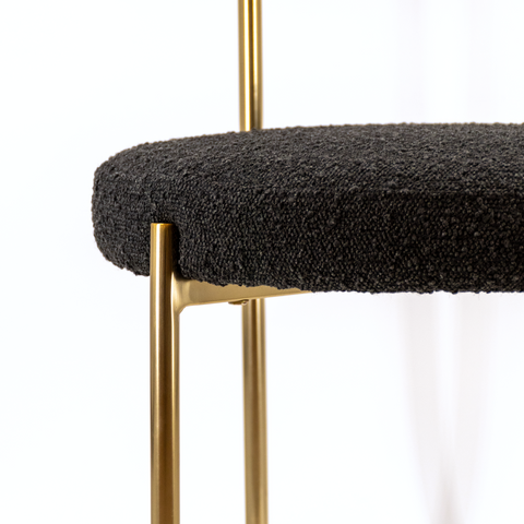 Ronda Boucle Fabric Dining Chair Brushed Brass - Black