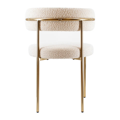 Ronda Boucle Fabric Dining Chair Brushed Brass backview