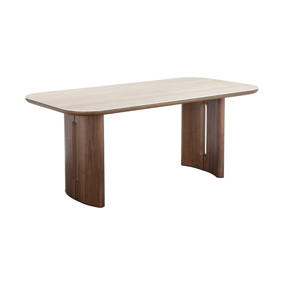 Atticus Dining Table with Travertine Ceramic Top