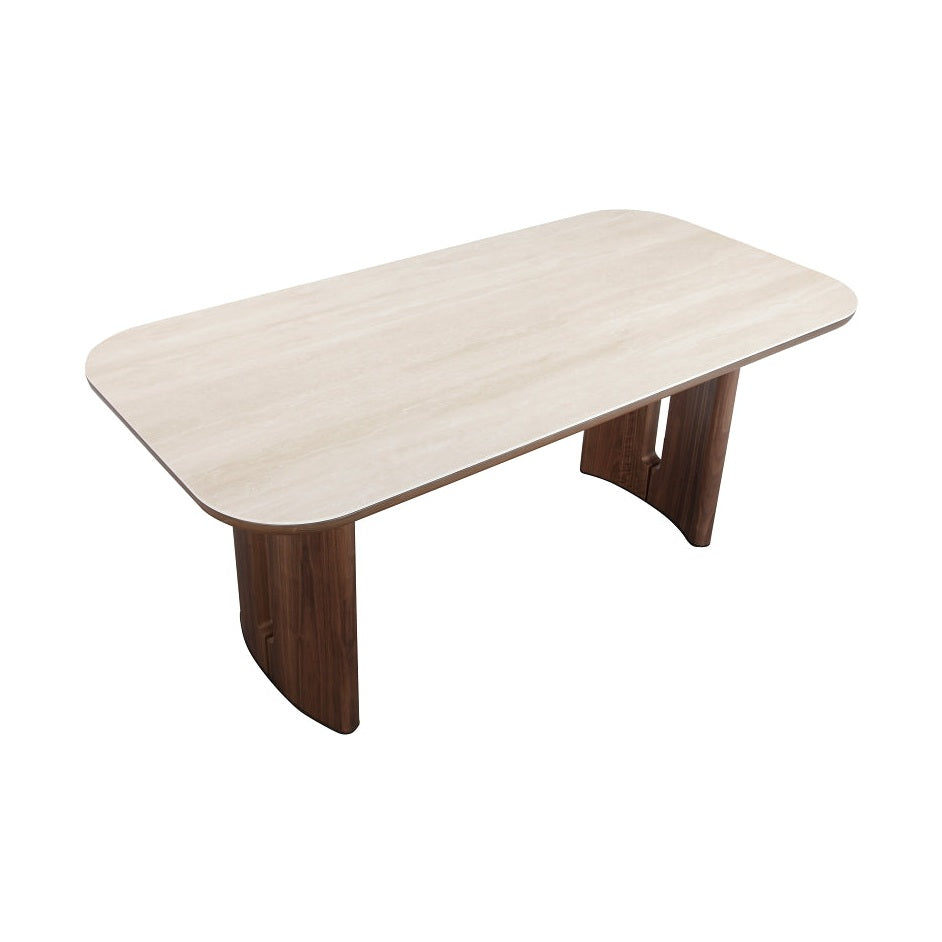Atticus Dining Table with Travertine Ceramic Top