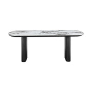 Henrik 79" White Ceramic & Black Oak Dining Table