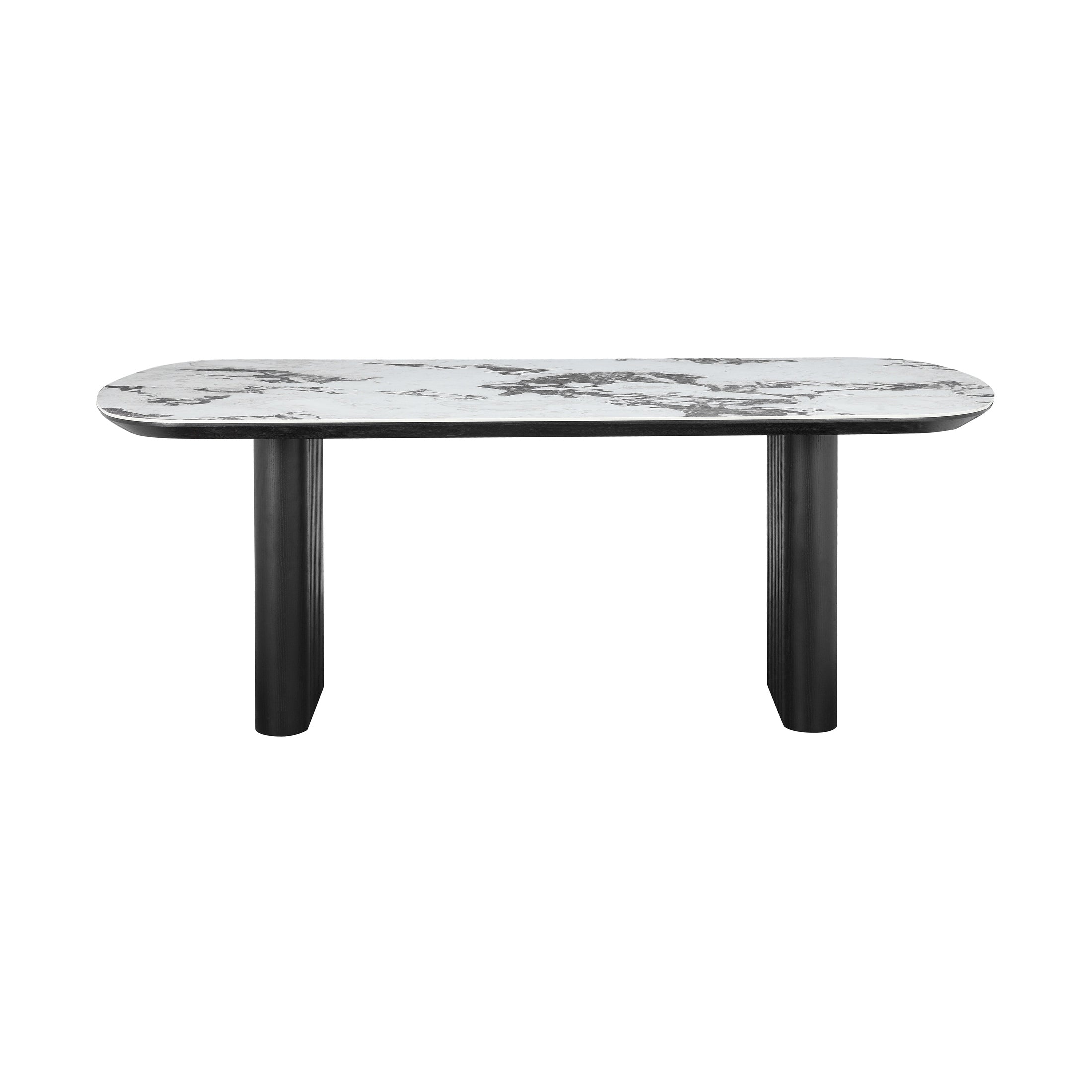 Henrik 79" White Ceramic & Black Oak Dining Table