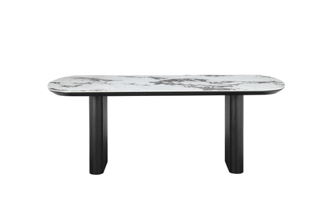 Henrik 79" White Ceramic & Black Oak Dining Table