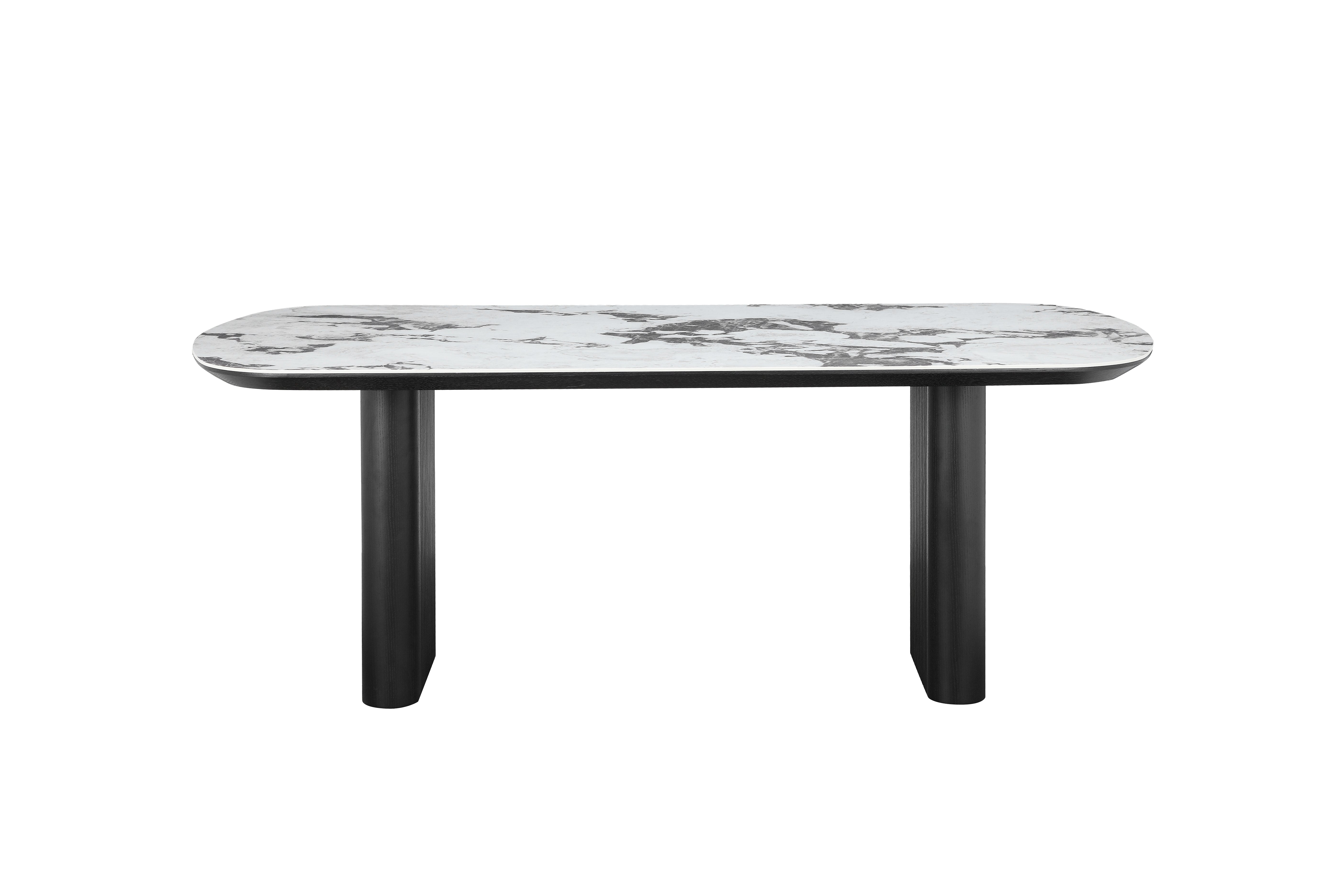 Henrik 79" White Ceramic & Black Oak Dining Table