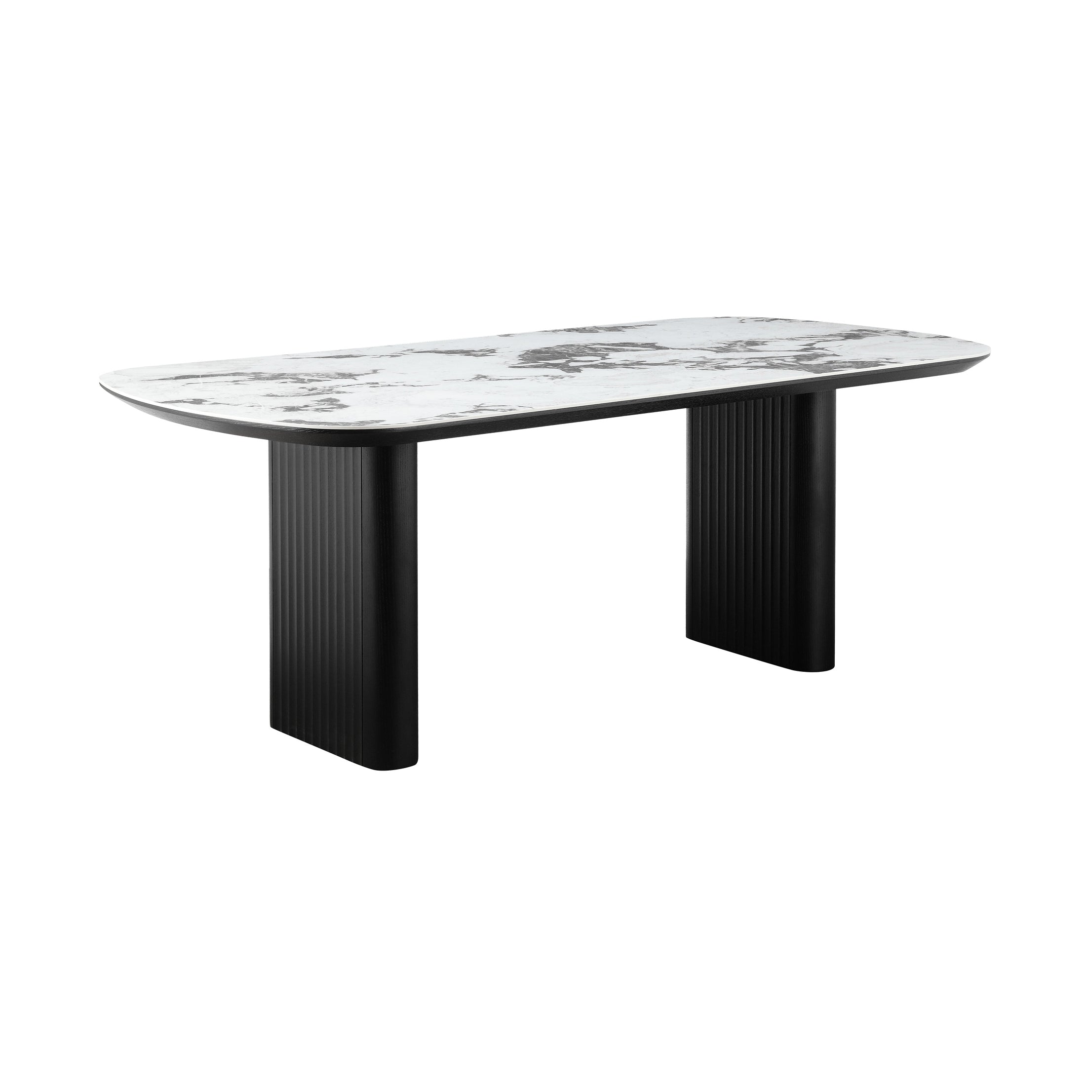 Henrik 79" White Ceramic & Black Oak Dining Table