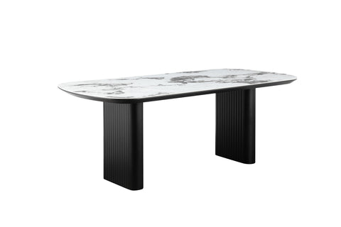 Henrik 79" White Ceramic & Black Oak Dining Table