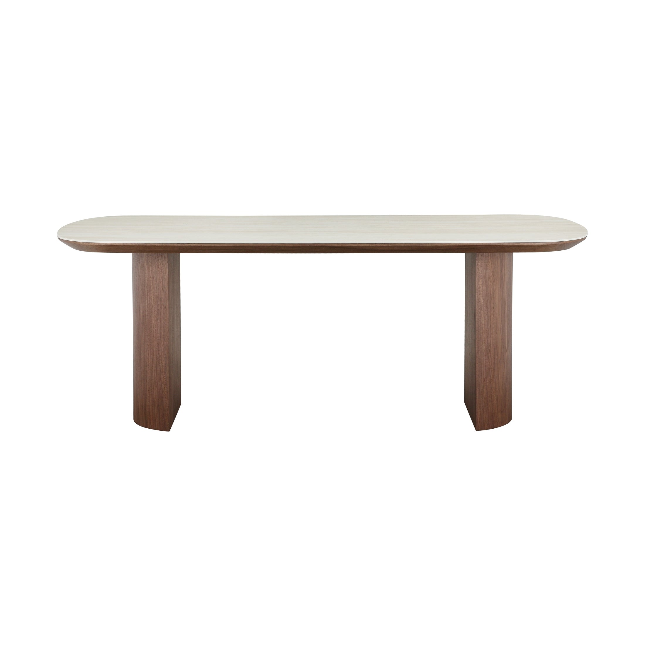 Nola Ceramic-Top Walnut Pedestal Dining Table