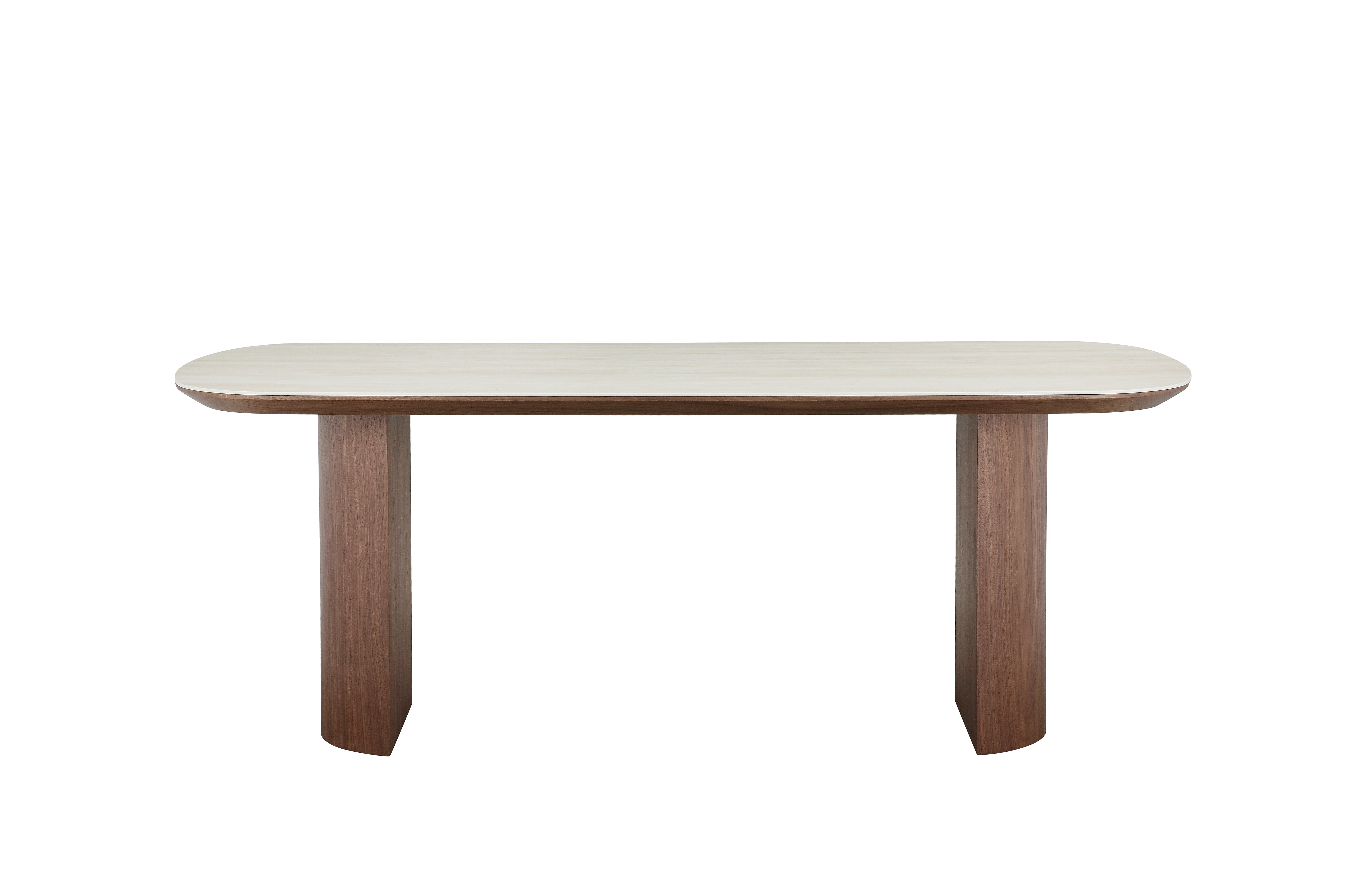 Nola Ceramic-Top Walnut Pedestal Dining Table