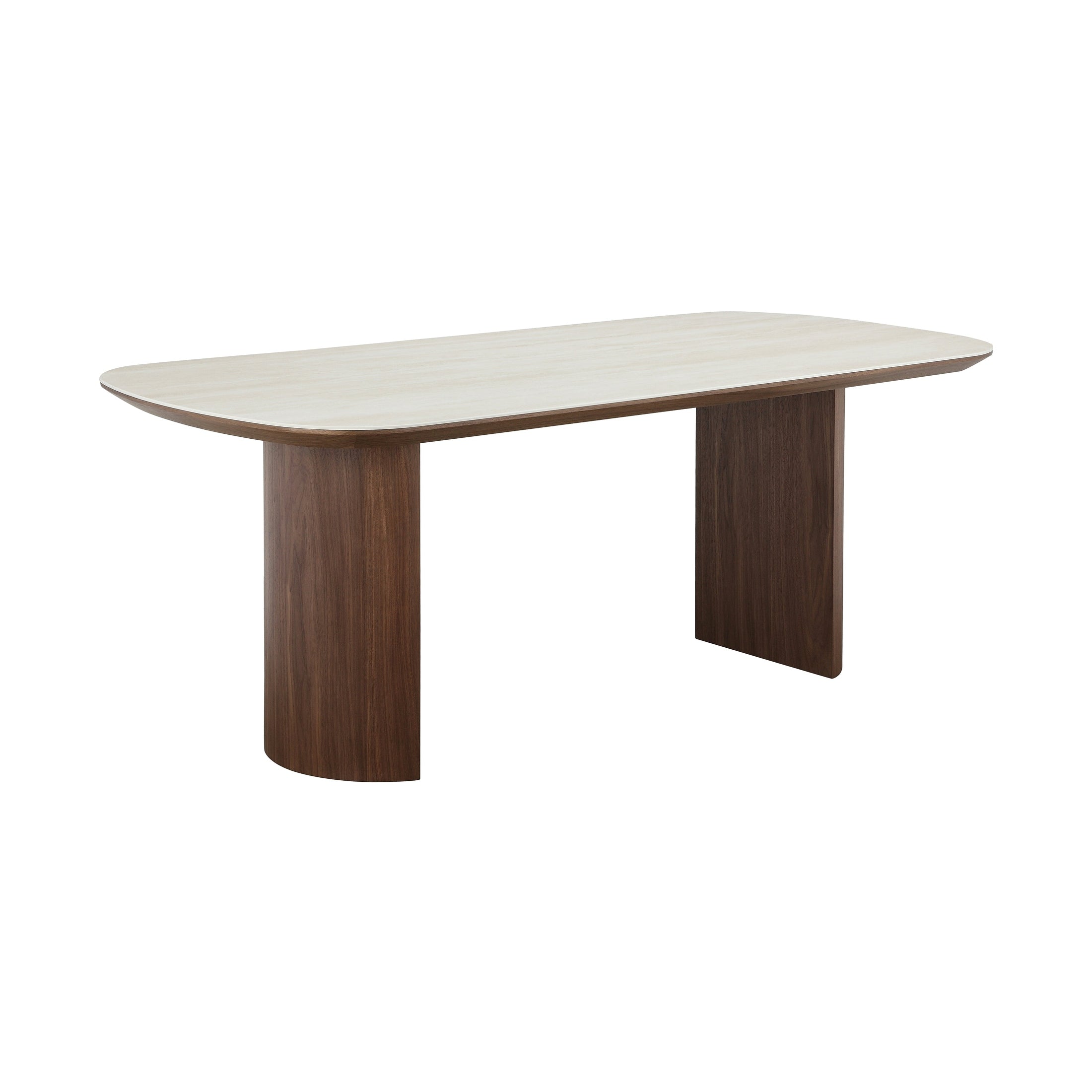 Nola Ceramic-Top Walnut Pedestal Dining Table