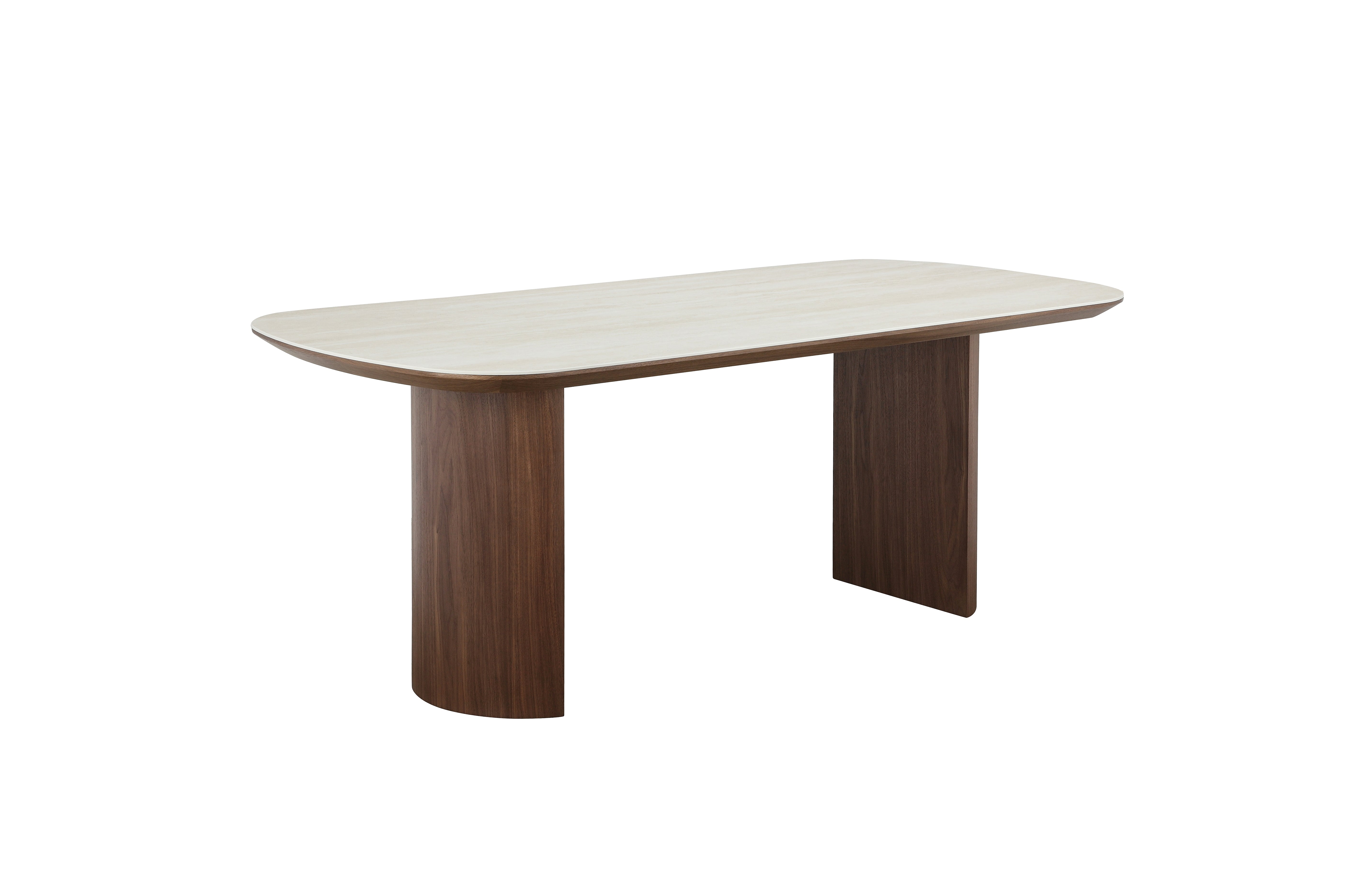 Nola Ceramic-Top Walnut Pedestal Dining Table