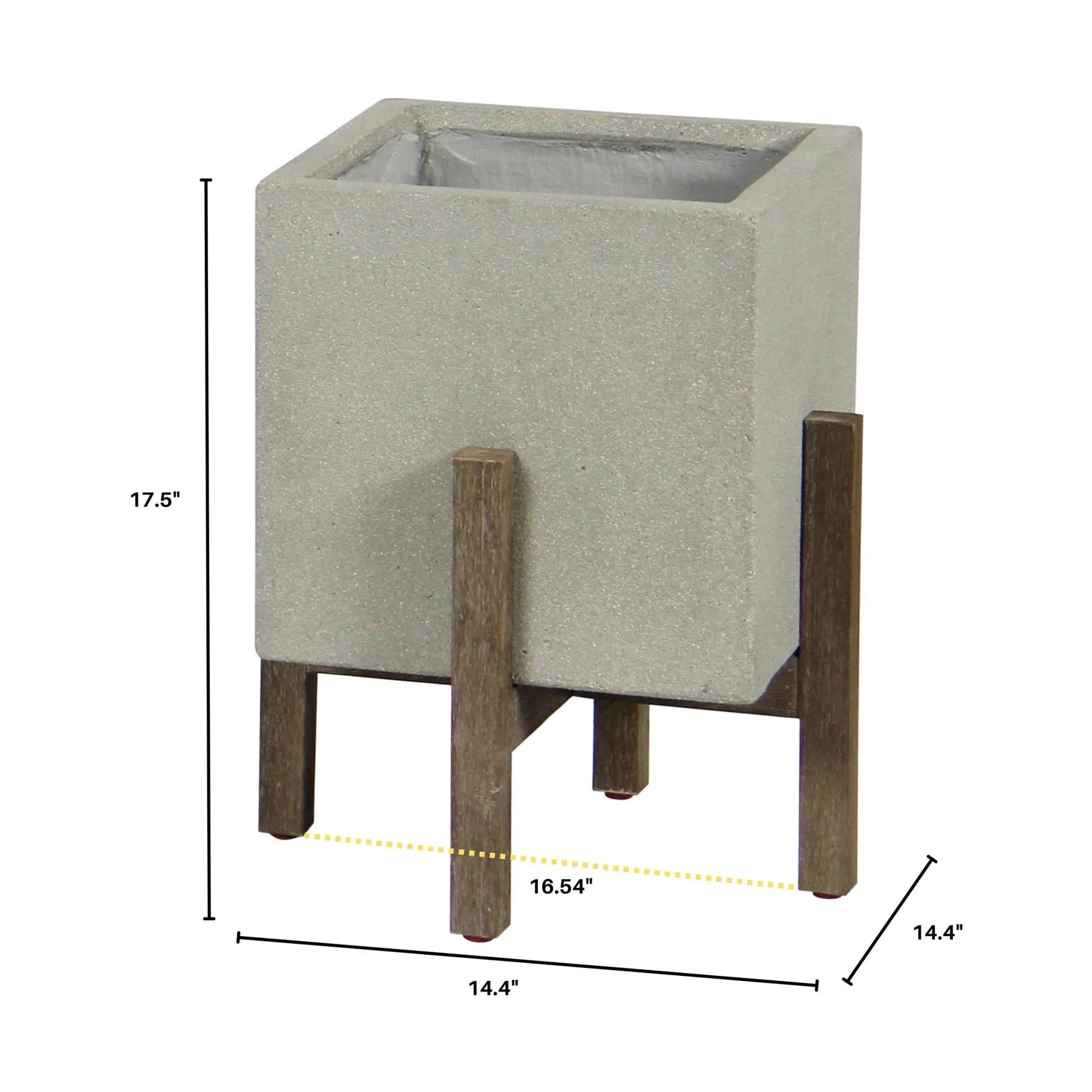 Zerith Square Standing Pot - Natural Stone