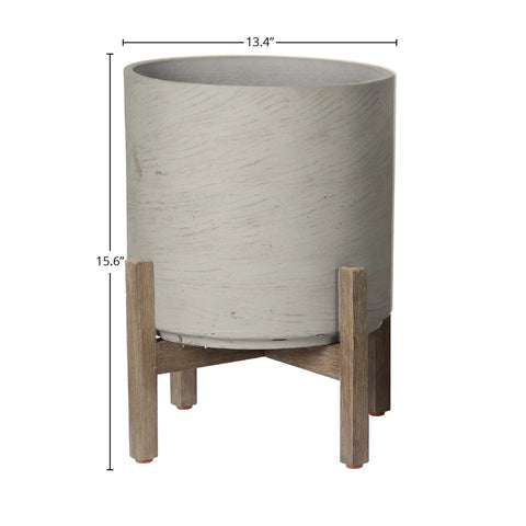 Patio Round Medium Standing Pot - Cement Grey