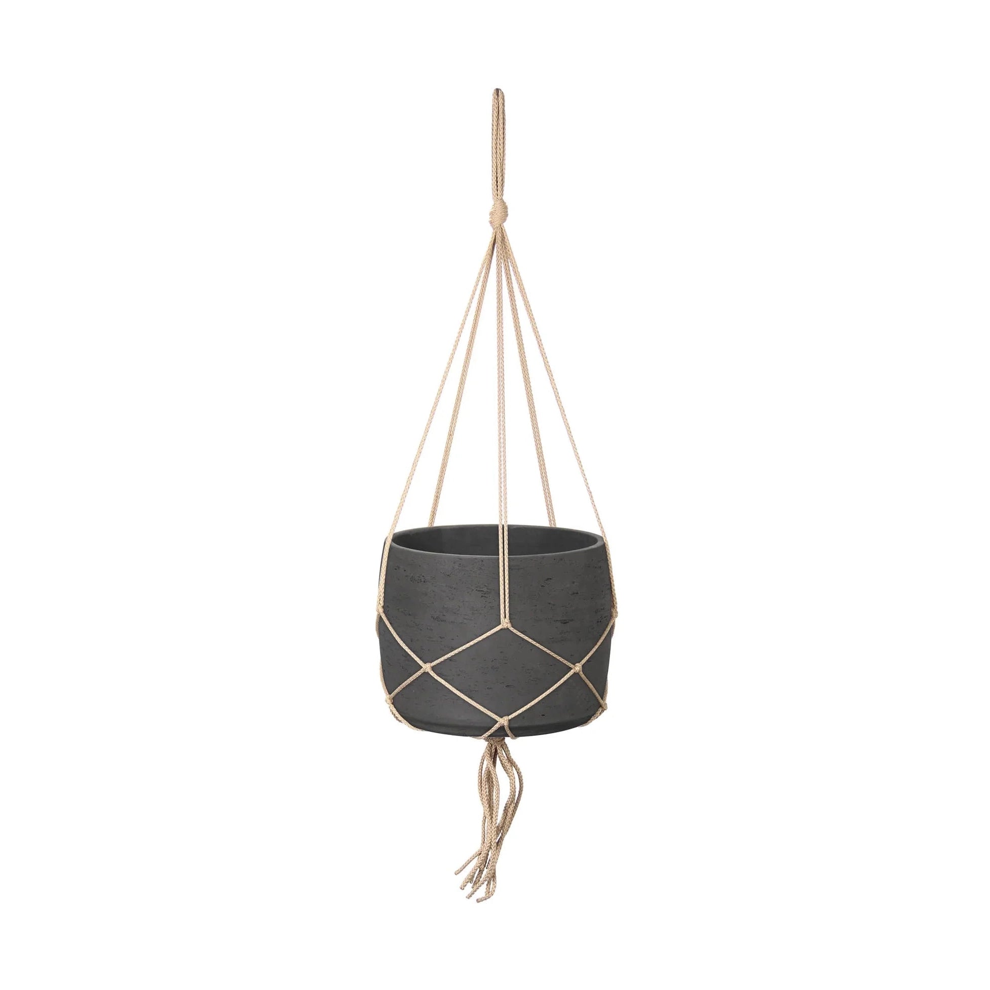 Lorien Hanging Pot With Netting - Charcoal Grey