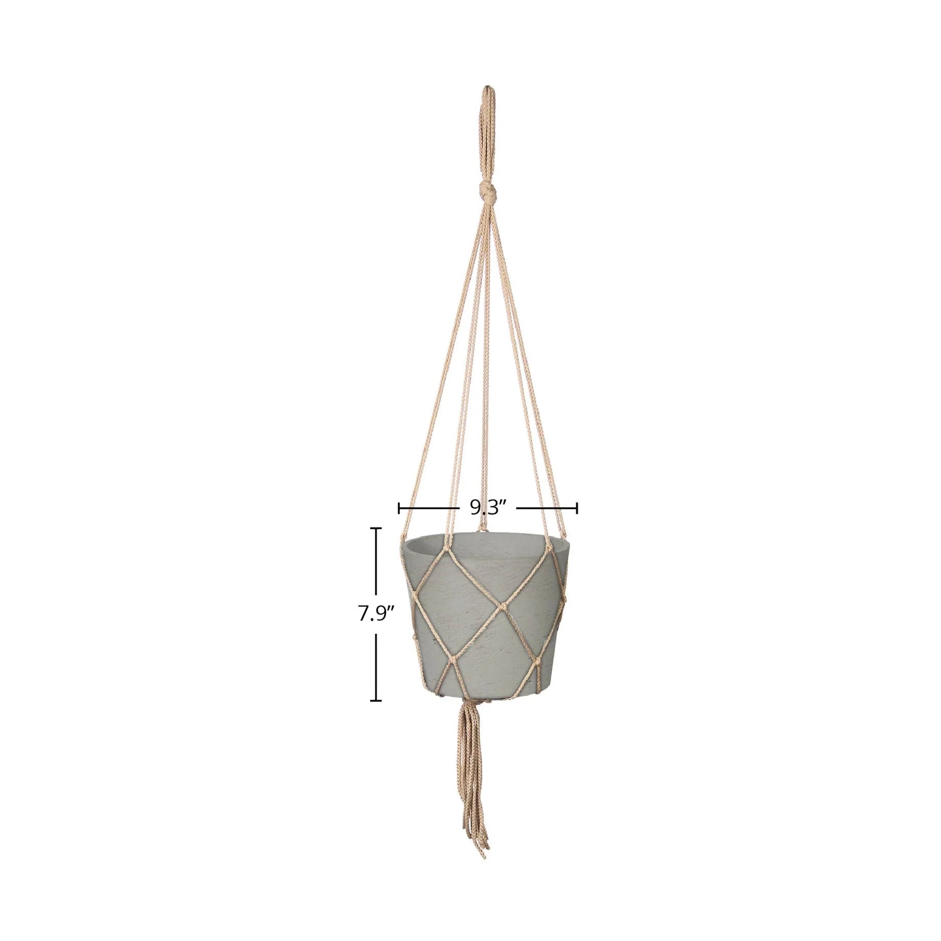 Lorien Hanging Pot With Netting - Cement Grey