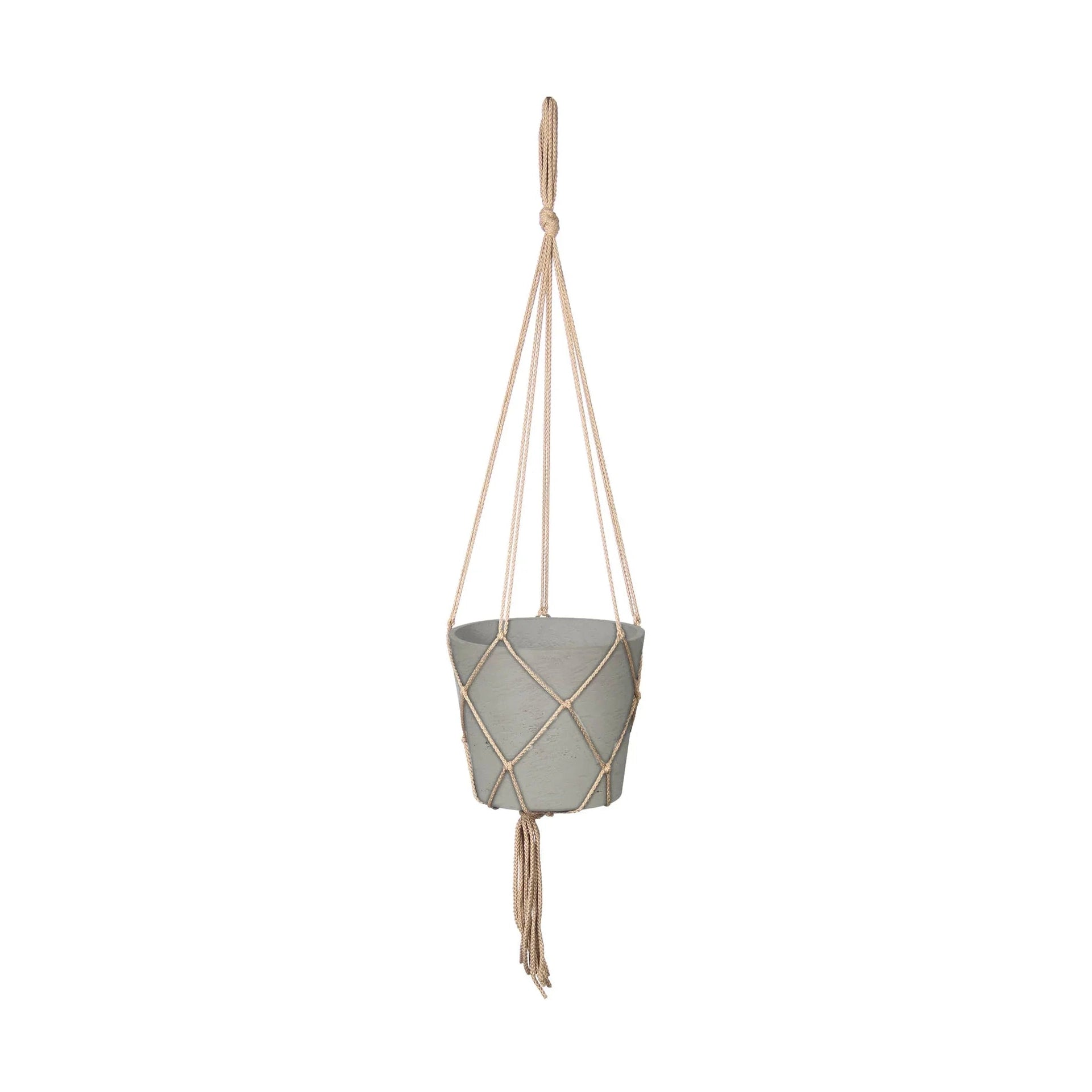 Lorien Hanging Pot With Netting - Cement Grey