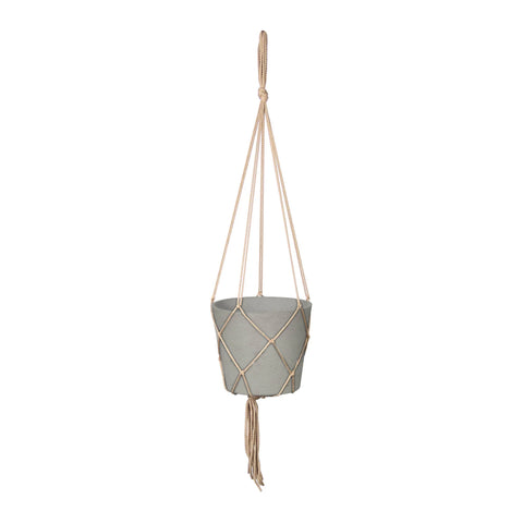 Lorien Hanging Pot With Netting - Cement Grey