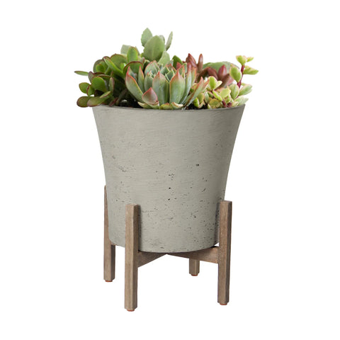 Patio Tapered Medium Standing Pot - Cement Grey