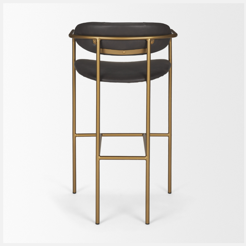 Parker Brown Faux Leather Seat Gold Metal Bar Stool