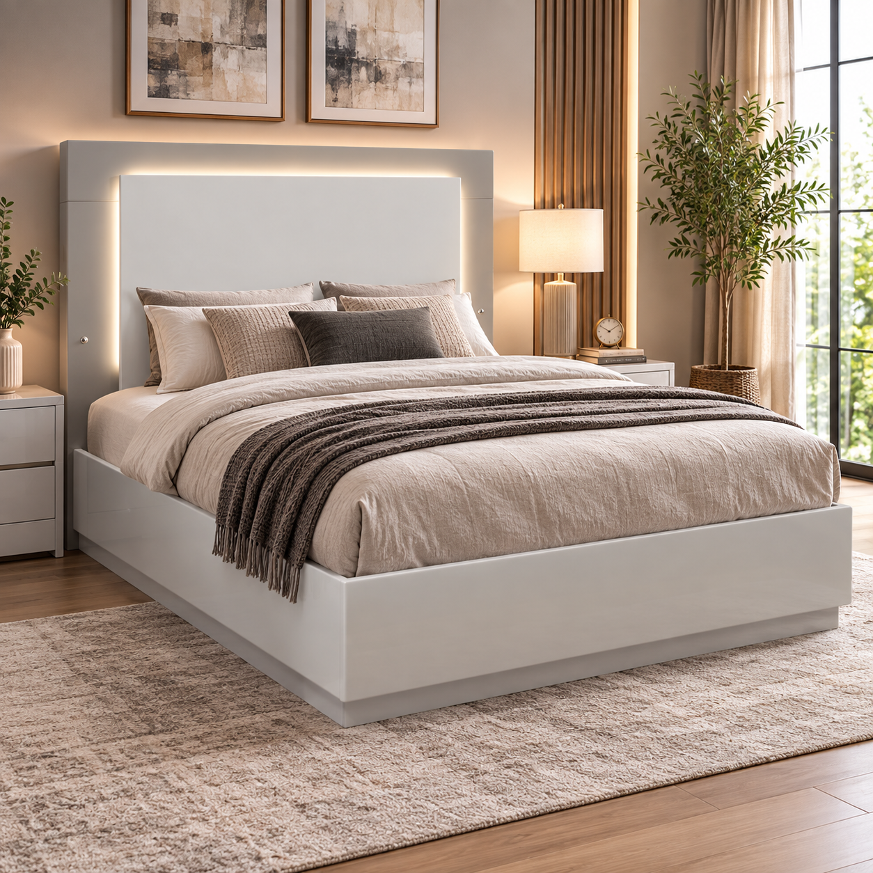 Patricia King Bed With Lift Up Storage - Two Tone